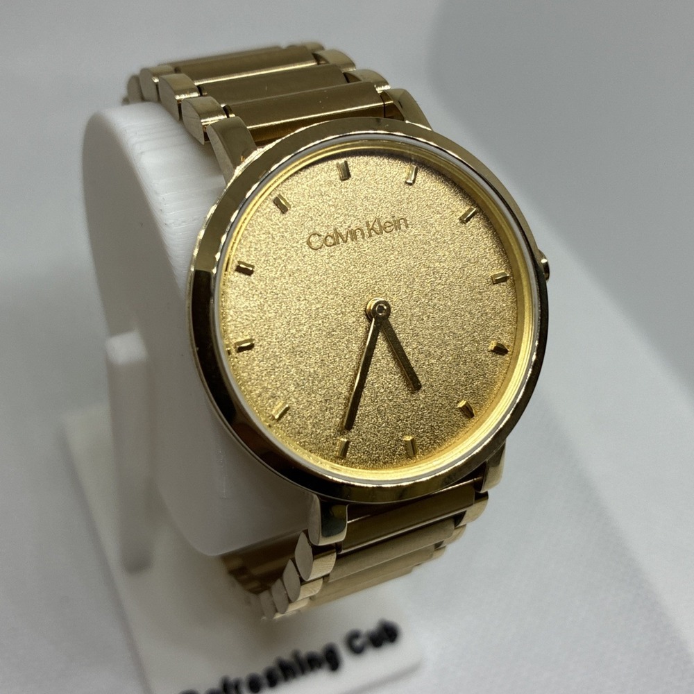 Calvin Klein Minimalistic Crystal Quartz Gold Tone Ladies Watch - New Battery!